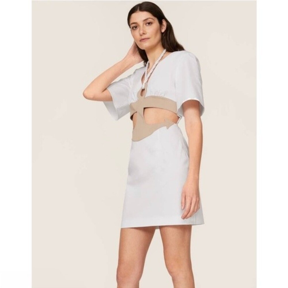 Rosie Assoulin Anchor Aweigh White Mini Short Sleeve Dress Size 8